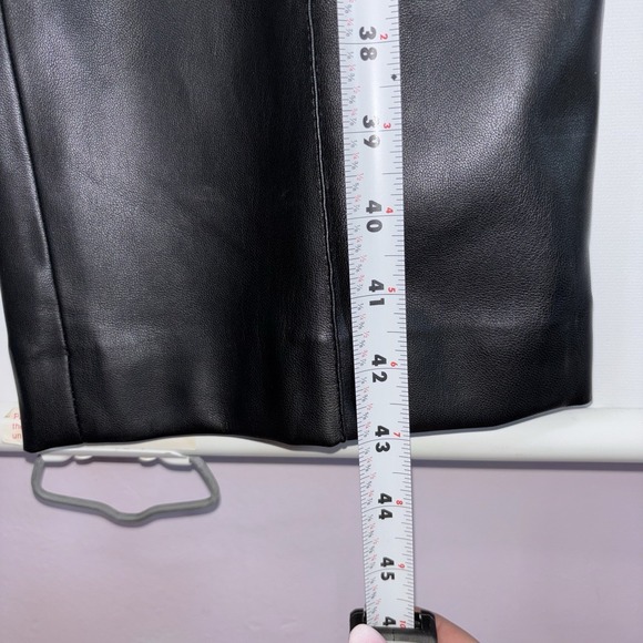 Zara Faux Leather Straight Leg Pants Black High Rise Tailored XS - Picture 6 of 8
